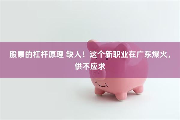 股票的杠杆原理 缺人！这个新职业在广东爆火，供不应求