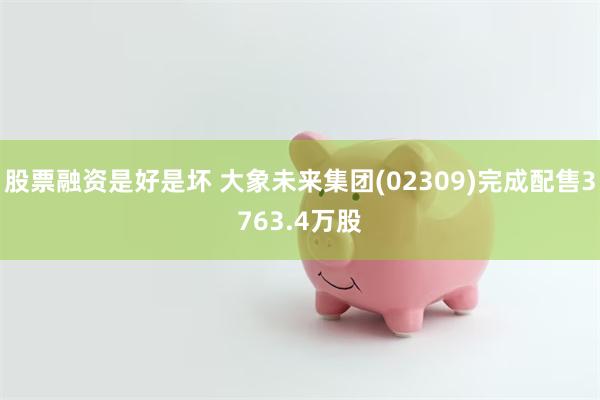 股票融资是好是坏 大象未来集团(02309)完成配售3763.4万股