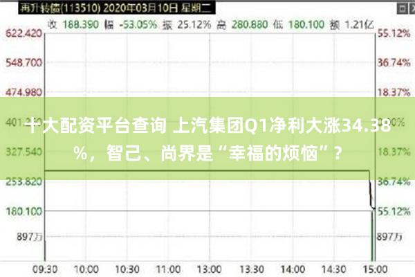 十大配资平台查询 上汽集团Q1净利大涨34.38%，智己、尚界是“幸福的烦恼”？