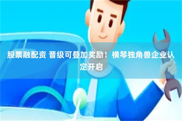 股票融配资 晋级可叠加奖励！横琴独角兽企业认定开启