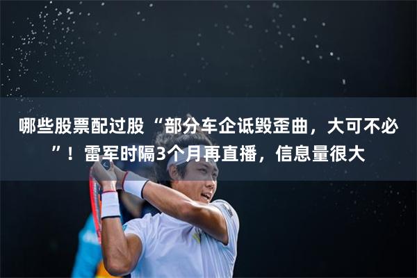 哪些股票配过股 “部分车企诋毁歪曲，大可不必”！雷军时隔3个月再直播，信息量很大