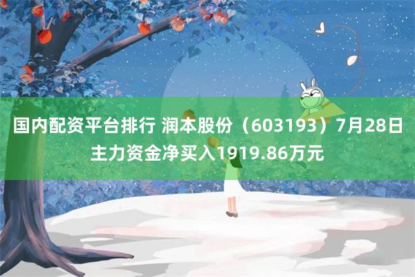国内配资平台排行 润本股份（603193）7月28日主力资金净买入1919.86万元