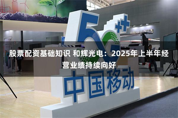 股票配资基础知识 和辉光电：2025年上半年经营业绩持续向好
