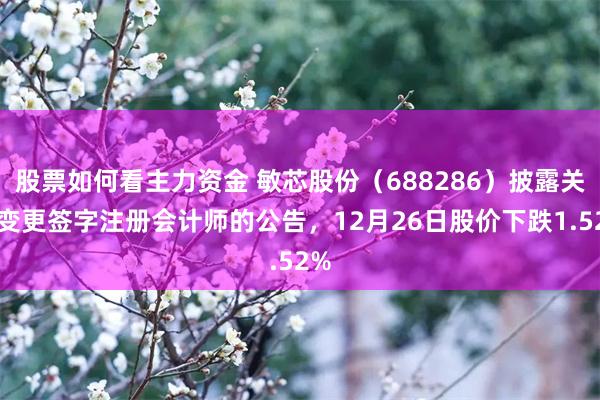 股票如何看主力资金 敏芯股份(688286)披露关于变更签字注册会计师的公告,12月26日股价下跌1.52%