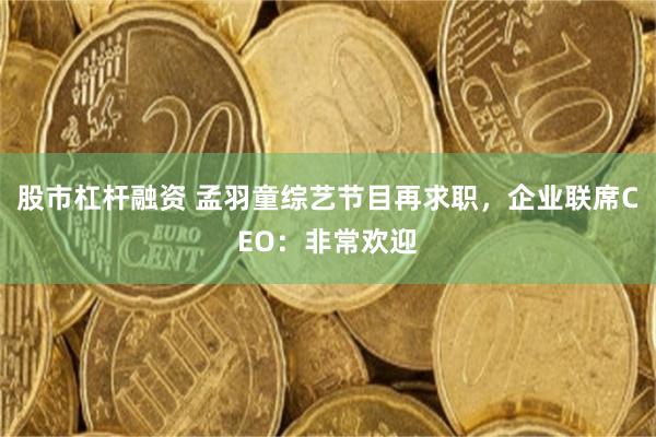 股市杠杆融资 孟羽童综艺节目再求职,企业联席CEO:非常欢迎
