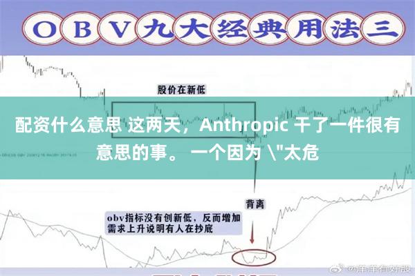 配资什么意思 这两天,Anthropic 干了一件很有意思的事。 一个因为